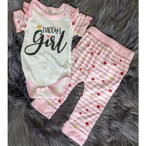 Daddy's Girl Heart 2 piece outfit set sz 9-12M